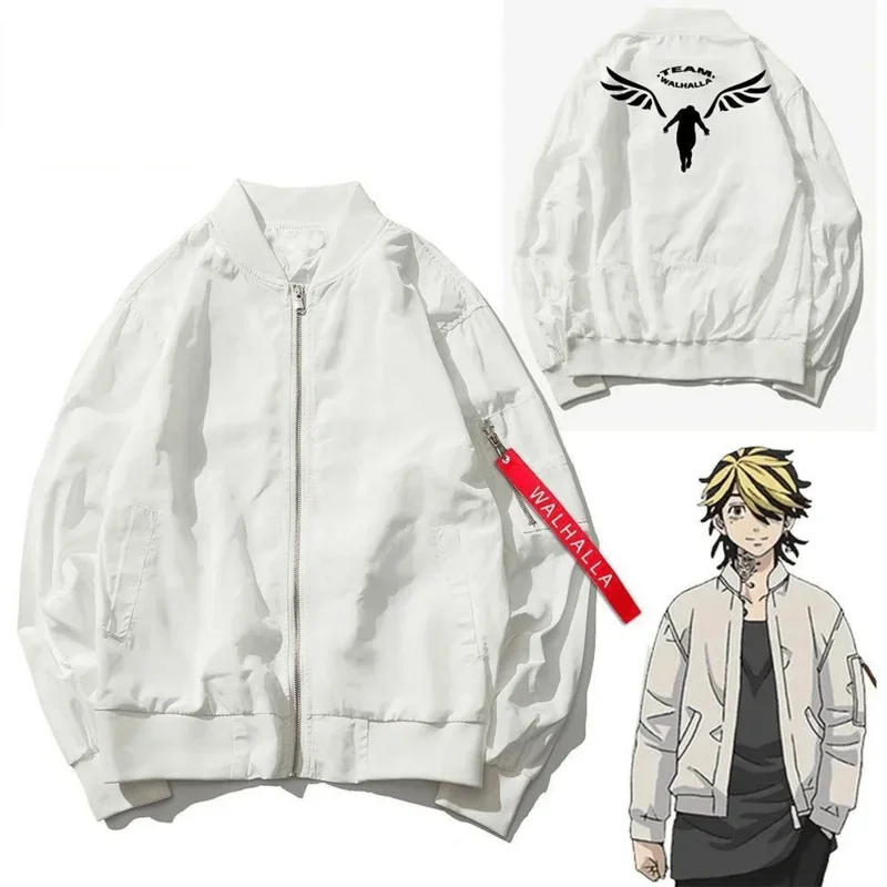 New Anime Cosplay Kazutora Hanemiya Tokyo Revengers Costumes White Coat Valhalla Uniform Baseball Jackets Mikey Draken Hallowe /