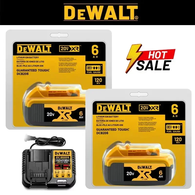 

DHL DeWalt Battery 20V 6000MAh 18650 Lithium Battery power Tools DCB184 DCB200 rechargeable electric tool set 20v 6000mah