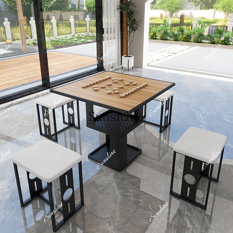 

Overhead layer chess and card table and chair combination chessboard table double-sided dual-purpose square table FT