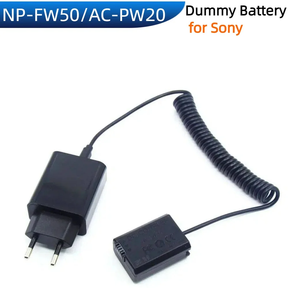 PD Charger NP-FW50 Dummy Battery USB C Adapter AC PW20 DC Coupler for Sony ZV-E10 A5100 A3500 A6000 A6300 A7000 A6500 A7II A37
