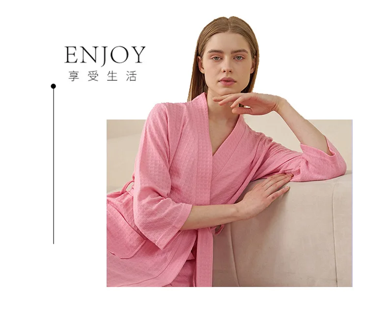 Herren Waffelstrick-Bademantel, Leichter Weicher Spa-Bademantel mit Taschen & Gürtel, Atmungsaktiver Saugfähiger Waffel-Kimono, Schlafbekleidung für Zuhause – Detail 23