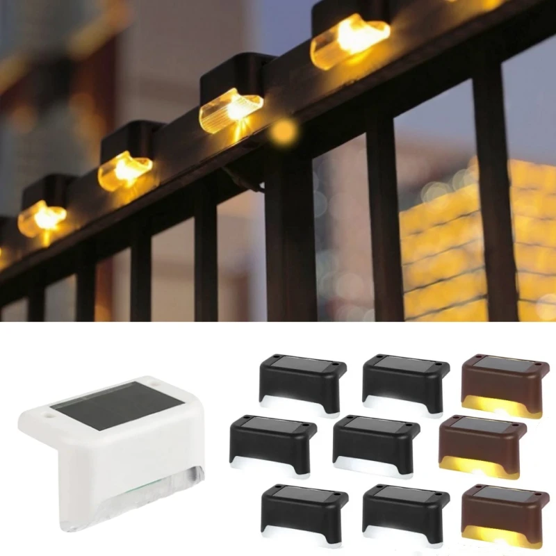 LED Solar Step Lights Outdoor Fence Light Garden Decorative Wall Lamp Waterproof For Courtyard Yard Pathway Railing Lighting