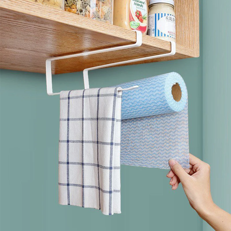 Paper Roll Holder Towel Rack Hanging Shelf Bathroom Storage Toilet Rack Home Kitchen Tissue Accessoriy Wall Stand Hanger Kitchen