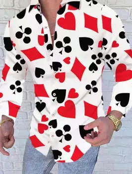 Camicia da poker Colletto con couverture in tartan grafico da uomo Camicie da golf per uscire Manica lunga Stampa patchwork Abbigliamento Designer di abbigliamento