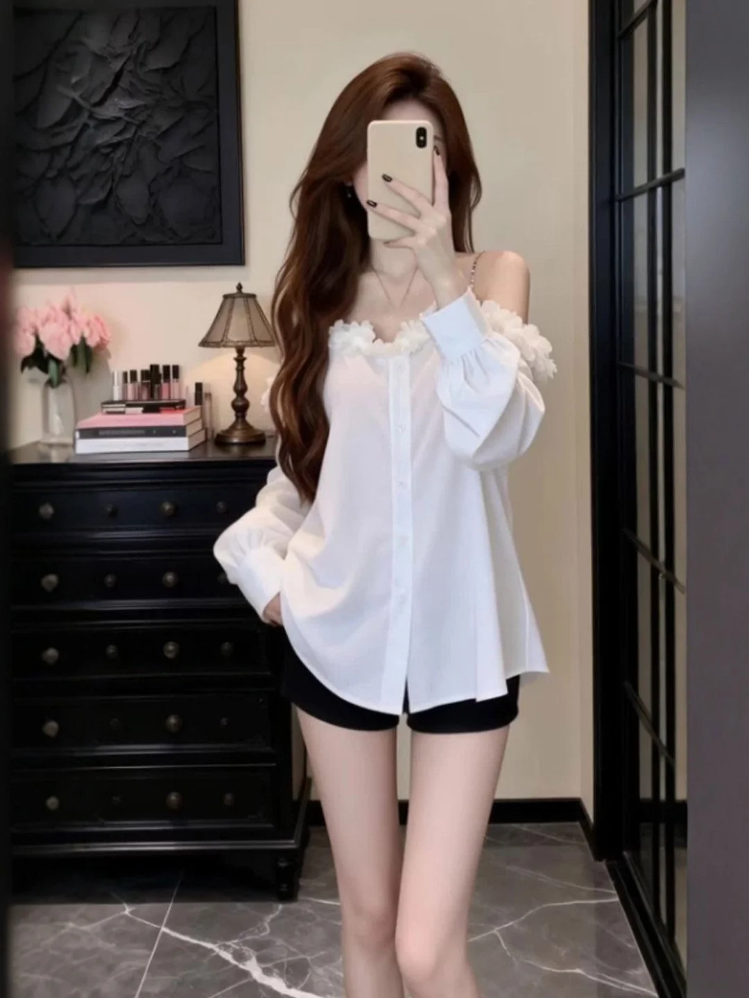 

Gentle Wind Beautiful One-oulder Loose Long-Sve irt Unique Spring 2026 Women's Faion Ele Casual Sli Top