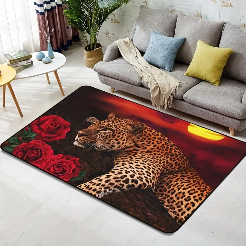 Optical Illusion Cracked Floor Funny Bulldog Breaking Through Area Rug,Cute Puppy Visual Trick Non-slip Floor Mat Living Room