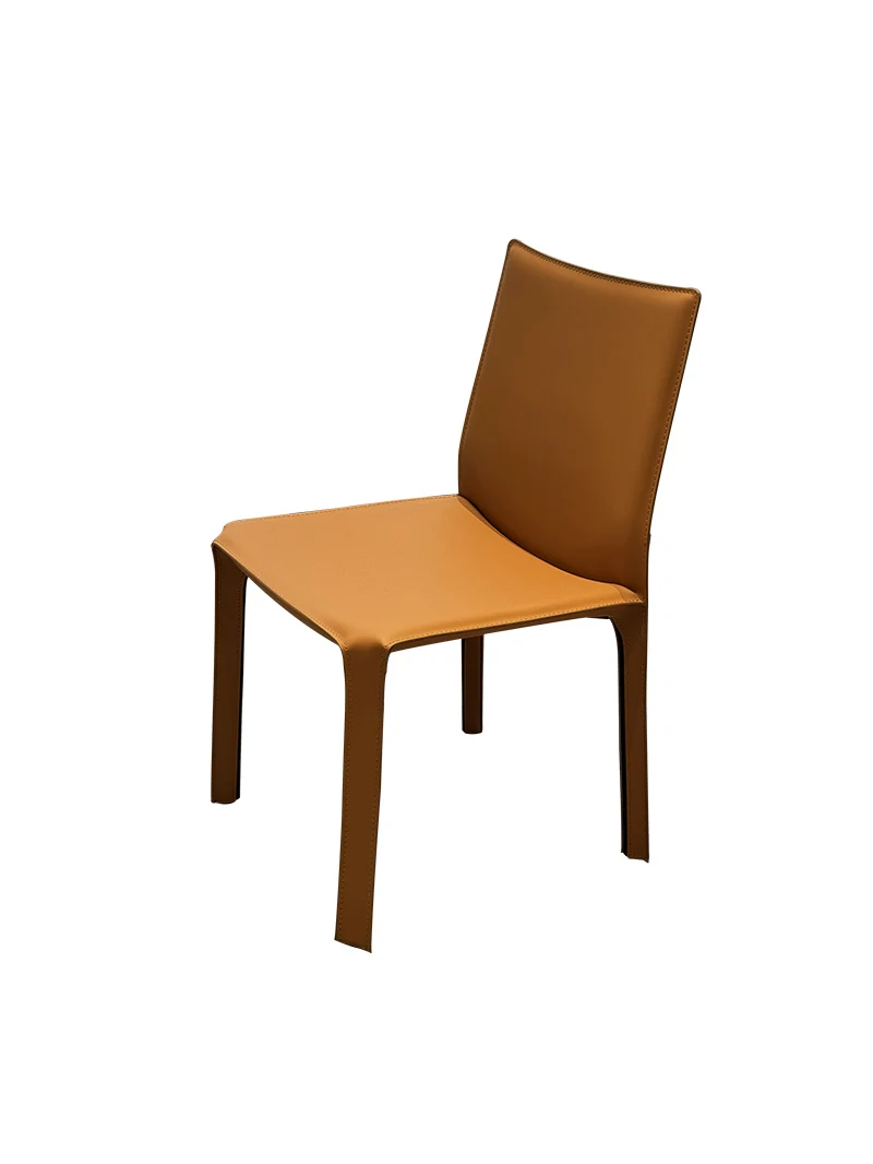 

Italian saddle leather dining chair simple family back chair