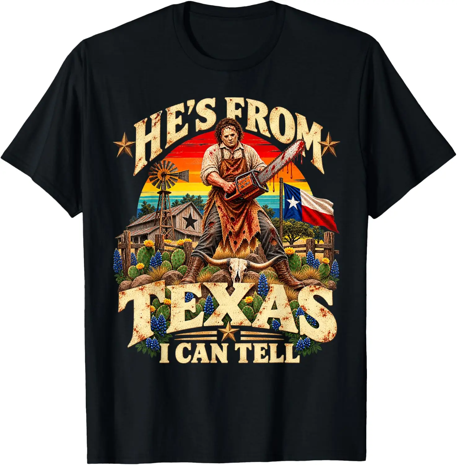 Horror Chainsaw T-Shirt Fun 100% Cotton Short-Sleeve Shirt – A Gift For Halloween Or Christmas.