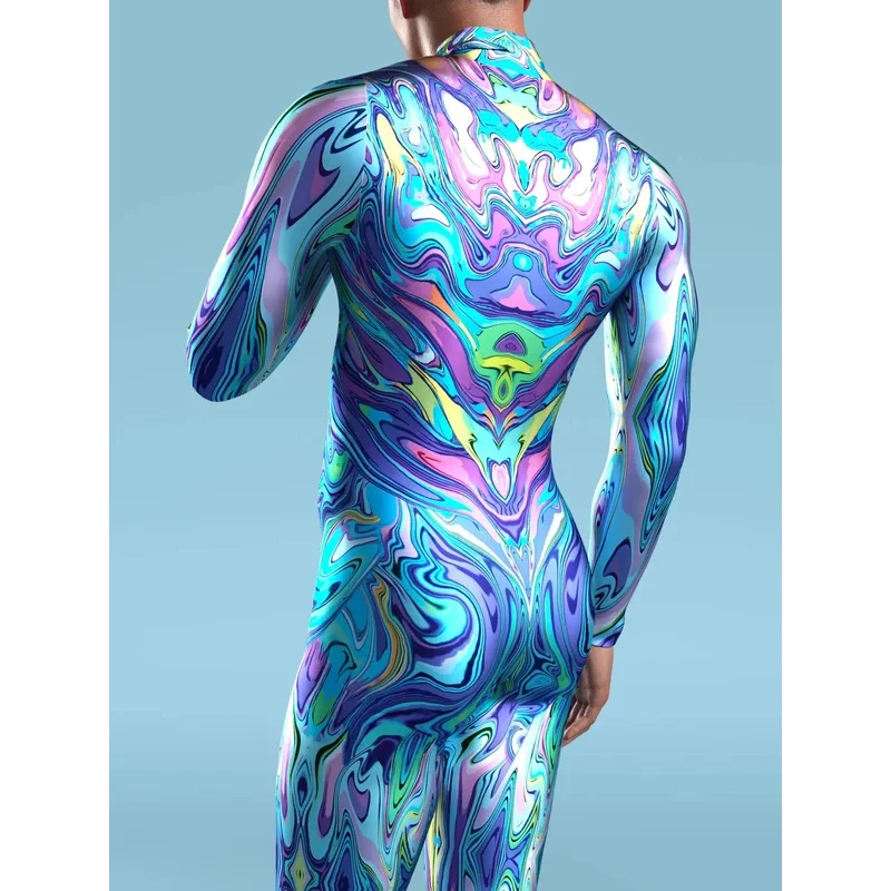 HN8 Futurystyczny kombinezon z zbroją mechaniczną Cool Fighter Cosplay Bodysuit 3D Printed Steampunk Costume Party Shows Men Zentai 8...Gf