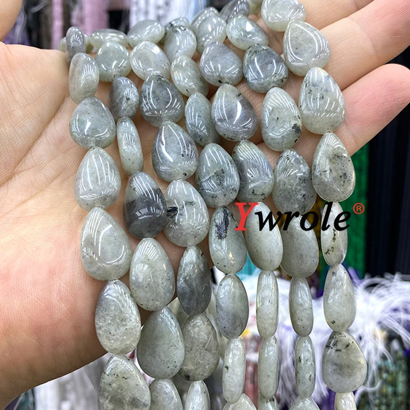 12x18mm Water Drop Shape Natural Stone Labradorite Loose Oval Spacer Beads for Jewelry Making DIY Bracelet Charms Accessories