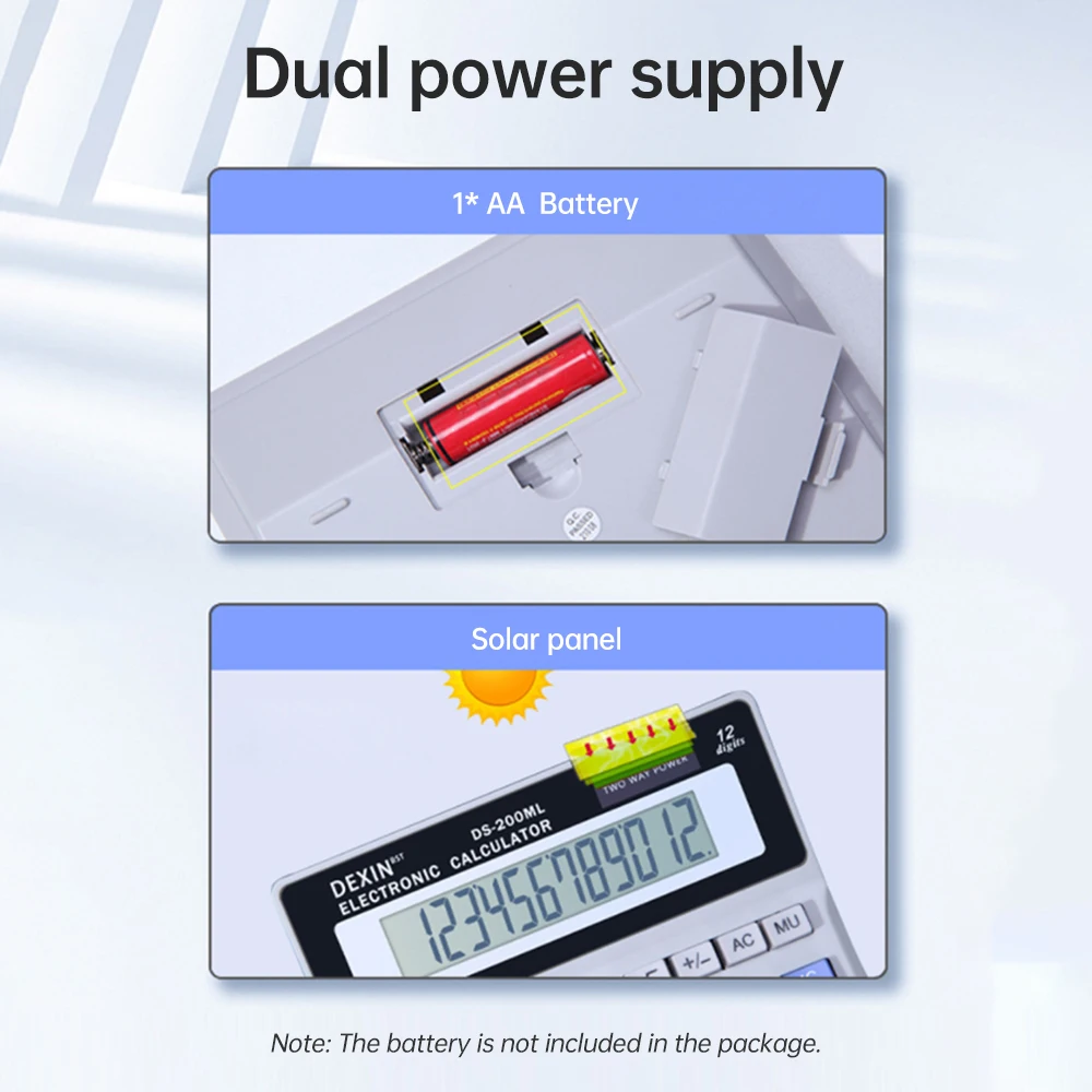 Desk Calculator 12 Digit LCD Display Solar and Battery Powered Big Button Giant Accounting Calculator with Anti-slip Bottom