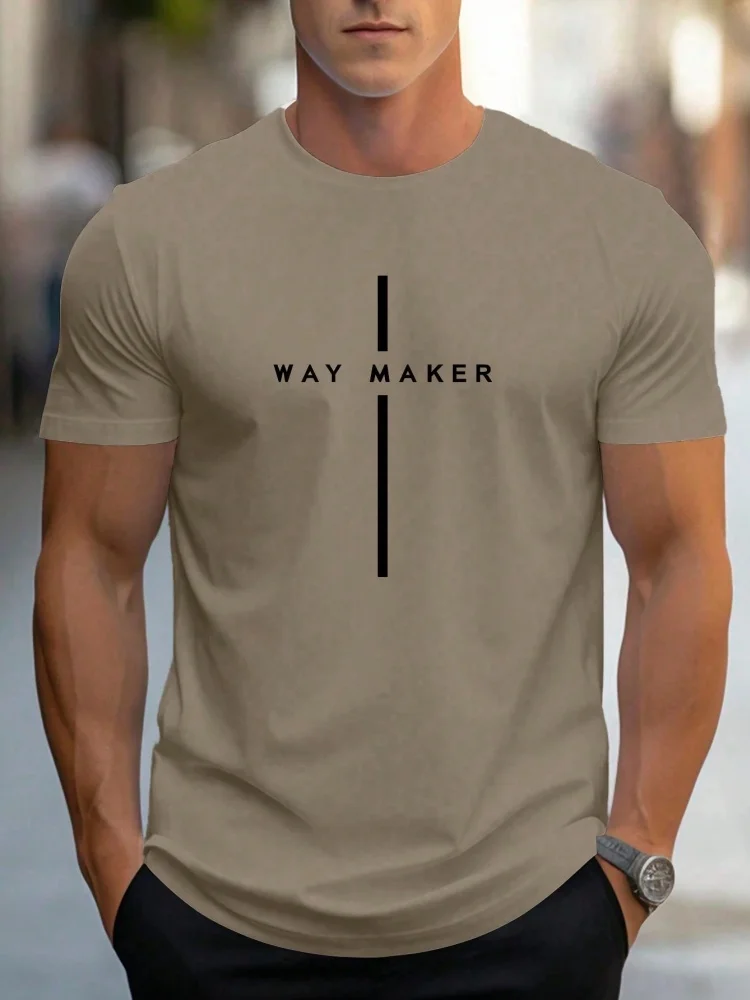 Zomer heren casual sport losse oversized eenvoudige letterpatroon bedrukte T-shirt met ronde hals en korte mouwen