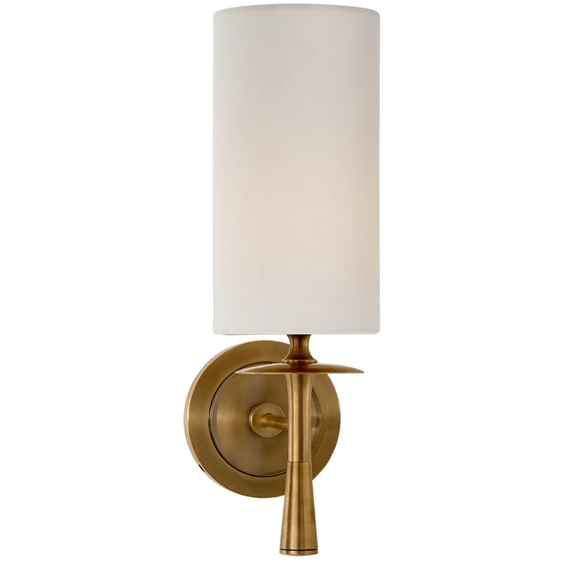 Brass Wall Light With Creamy-white Lamp shade Modern Wall Lamp Bedside Wall Lighting Bathroom Mirror Black Sconce