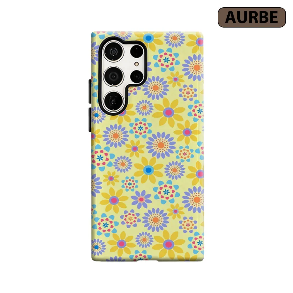 Aurbe Phone Case For Samsung Galaxy S26 S25 S24 S23 Ultra Plus HD Hard Sunny Flowers Double Layer Film Cover