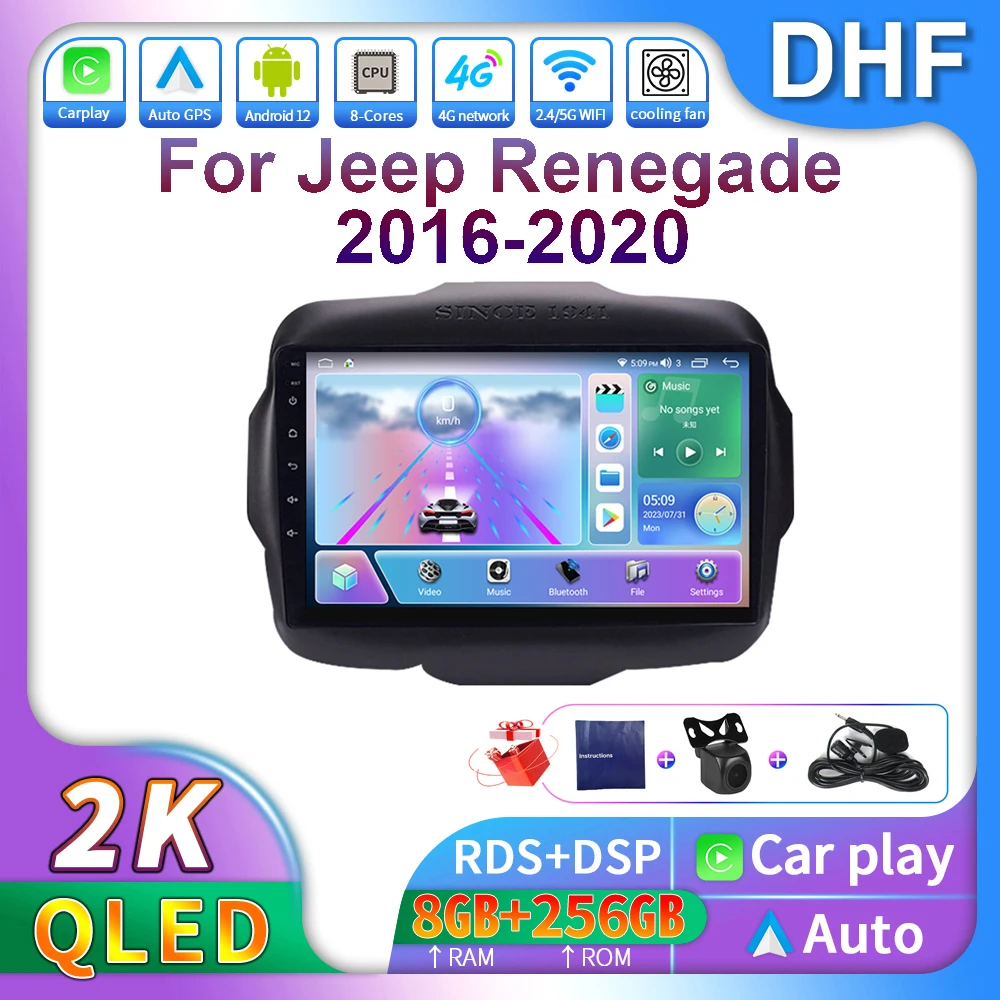 

DHF Android 13 Car Radio For Jeep Renegade 2016 - 2020 Carplay Auto Stereo Multimedia Video Player GPS Navigation 2din Autoradio