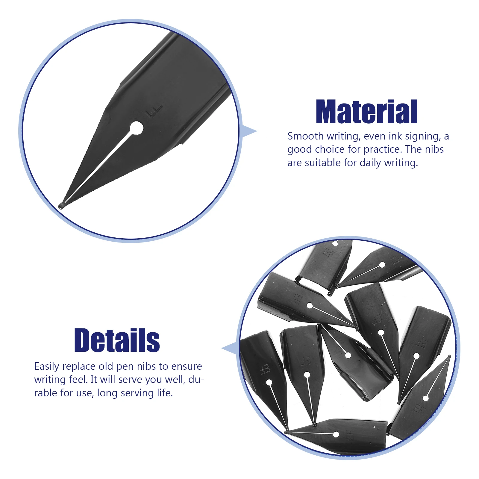 10 Stück Füllfederhalterfedern, Kalligraphie, Metallersatz für glattes Schreiben, Malen und Unterzeichnen, Füllfederhalterfedern