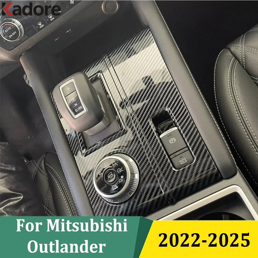 For Mitsubishi Outlander 2022 2023 2024 2025 ABS Carbon Fiber Gear Shift Box Panel Cover Trim Car Styling Interior Accessories
