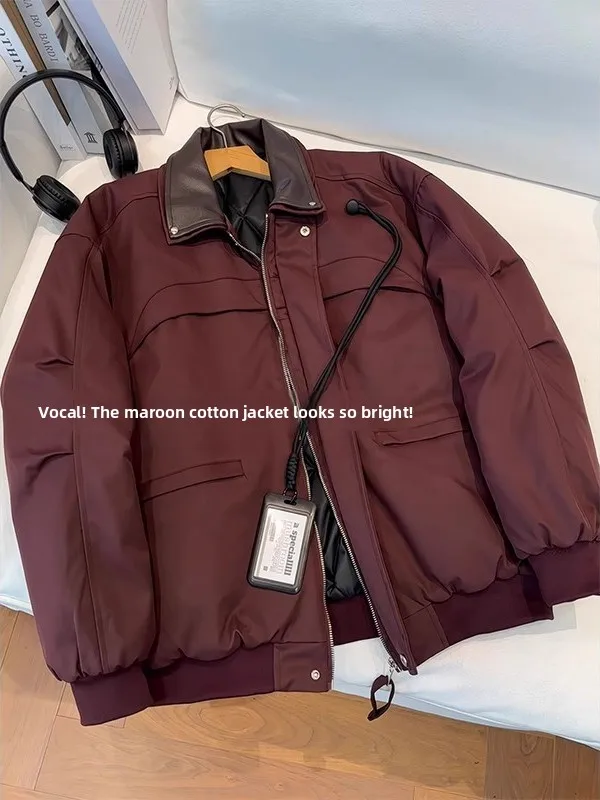 الأحمر الطيران Jaet القطن عمال الرجال الشتاء Thiened الدفء الأمريكية الرجعية طوق الرجال Faion ملابس خارجية معطف Jaet #5