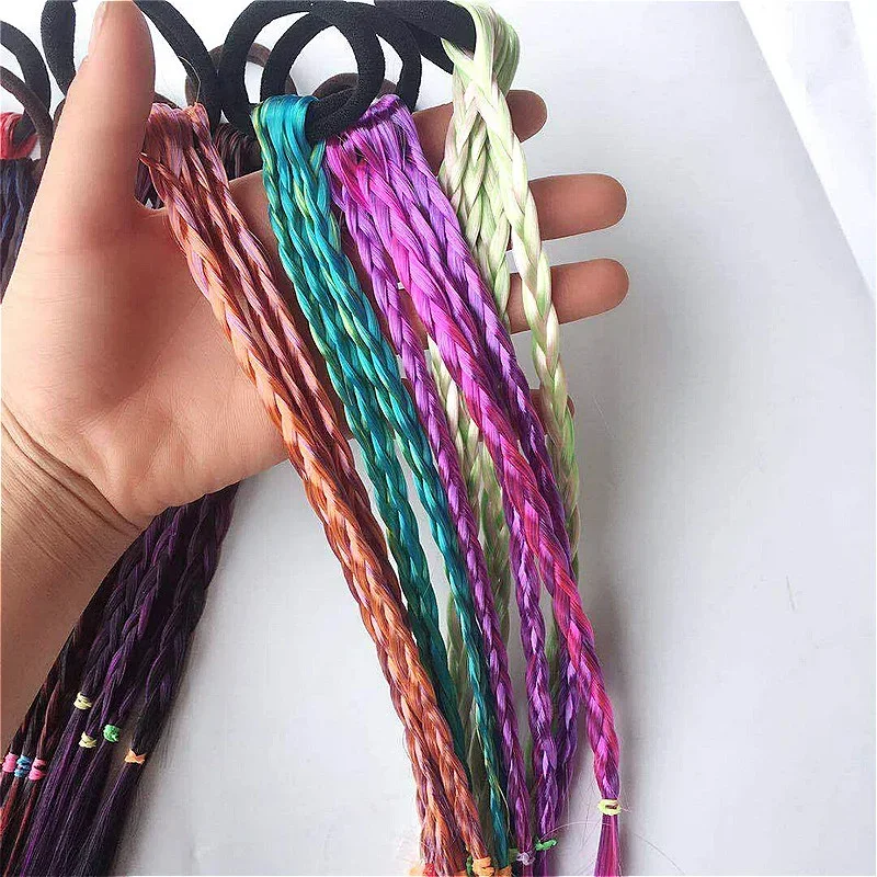 1pcs New Simple Kid Elastic Hair Band Rubber Hair Accessories Kids Wig Headband Girls Twist Braid Rope Headdress Child Gift