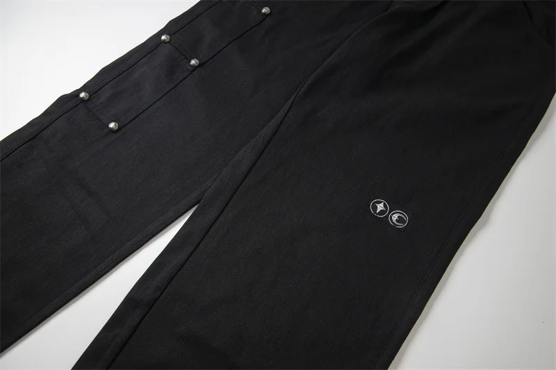 Fashion Star Moon Nails Thug Club Pants Long Casual Trourers Men's Women's Zipper Straight-leg Work Pants