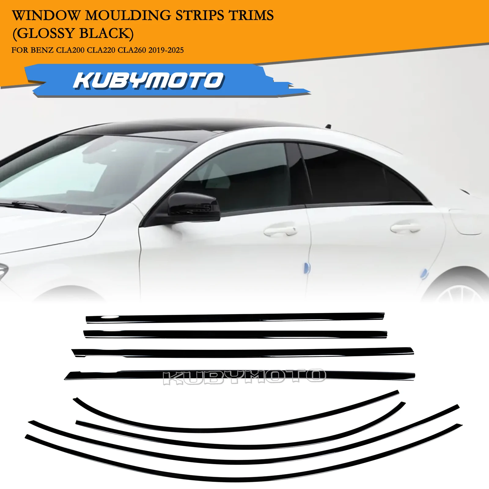 8pcs Car Window Trim Strip Door Cover Decor For Mercedes Benz CLA200 CLA220 CLA260 2019-2026