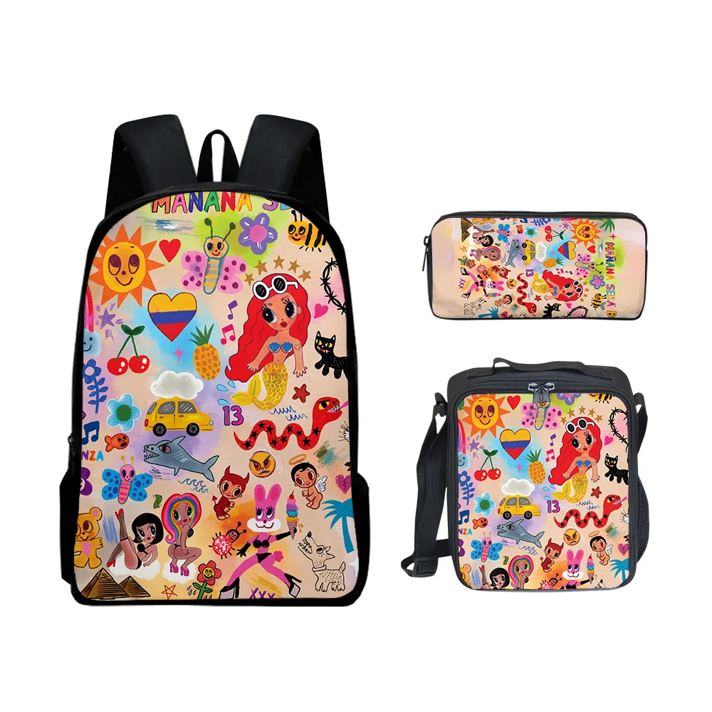 

Hip Hop Novelty Manana Sera BonitoI 3pcs/Set Backpack 3D Print Student Bookbag Travel Laptop Daypack Lunch Bags Pencil Case