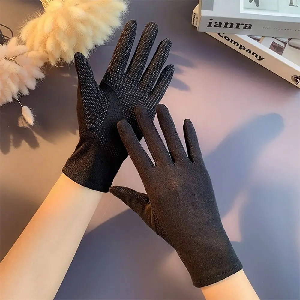 

Cotton Riding Gloves Five Fingers Gloves Touch Screen Summer Sunscreen Gloves Women Driving Gloves Outdoor Mittens Solid Color