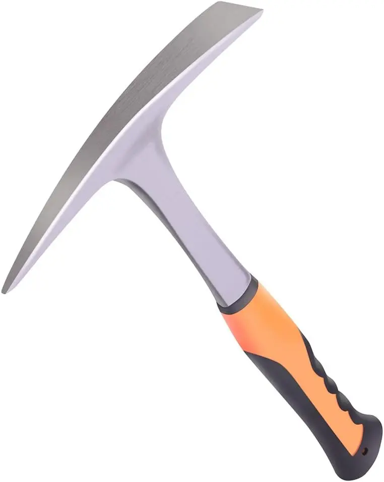 

28 oz Rock Pick Hammer with Pointed Tip & Flat Head, Forged Steel Construction, Anti-Shock Rubber Handle for Geologists & Masons