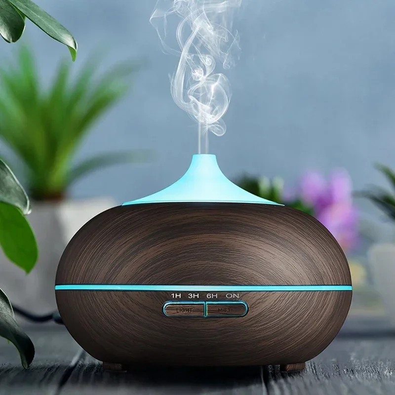 Difusor de aroma, umidificador de névoa fria com controle remoto difusor de aroma de grão de madeira com temporizador para sala grande plugue americano