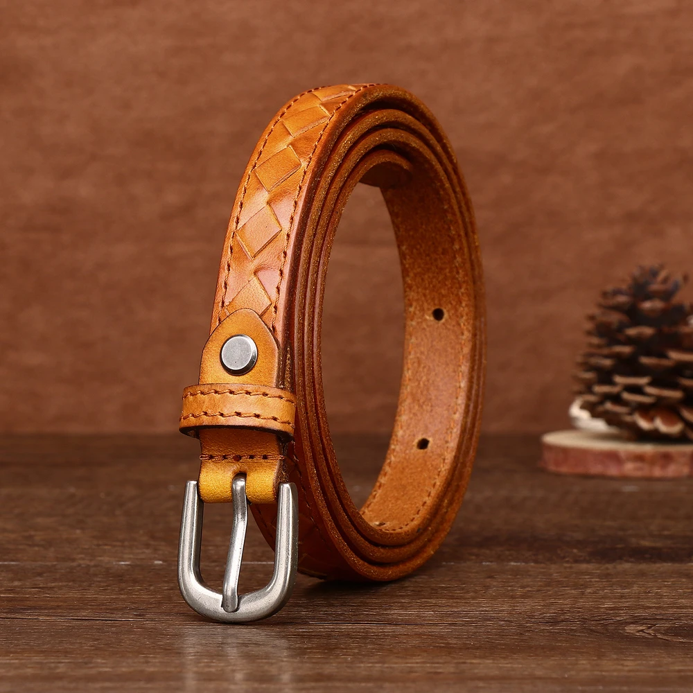 

1.7cm Women's Belt Exquisite Head Layer Plantain Leather Cowhide Fashion Versatile Decoration with Skirt Thin Belt Design Sense