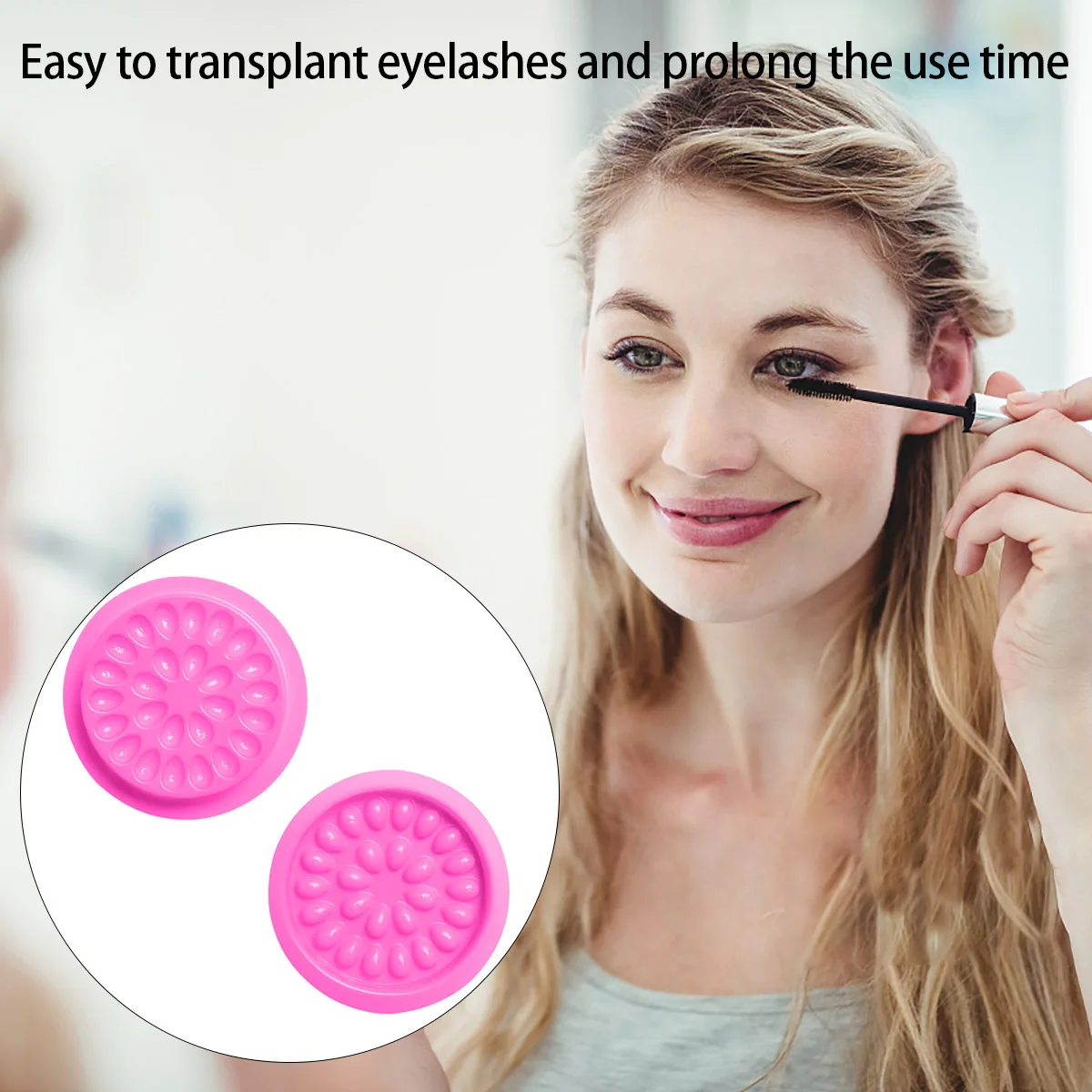 Bandeja para pestañas postizas con forma de flor de Pvc, herramienta de injerto ligera, impermeable, reutilizable, para extensión de pestañas, maquillaje duradero, 100 Uds.