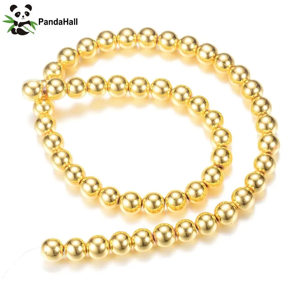 PandaHall 10 Strand Electroplate Non-magnetic Synthetic Hematite Bead Strands Round Plated 12mm Hole: 1.5mm about 30pcs/strand