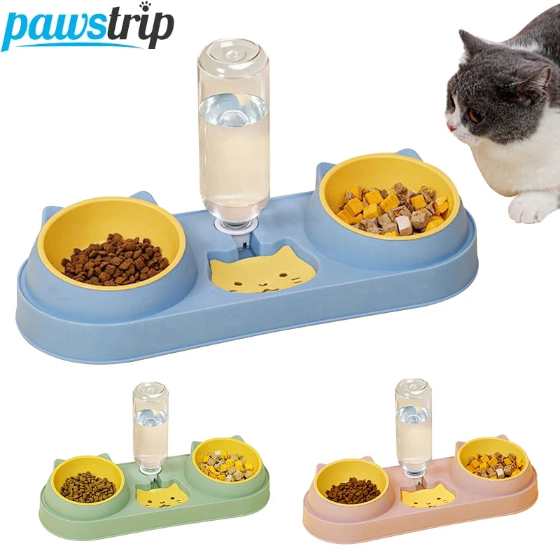 

3-in-1 feeder for cats and small dogs, 15-degree elevated cat bowl, cat bowl, automatic cat water bottle, pet supplies