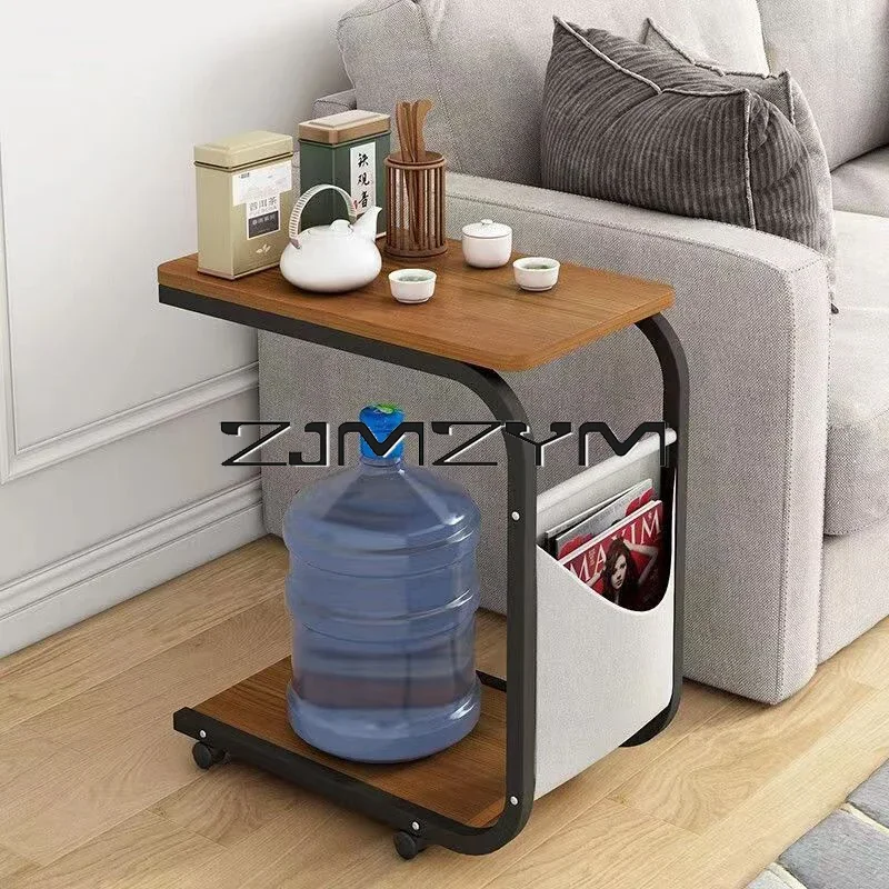 Side Table for Living Room, Mobile Coffee Table, C-shaped Sofa Side Cabinet, Simple Small Square Table, Bedroom Bedside Table