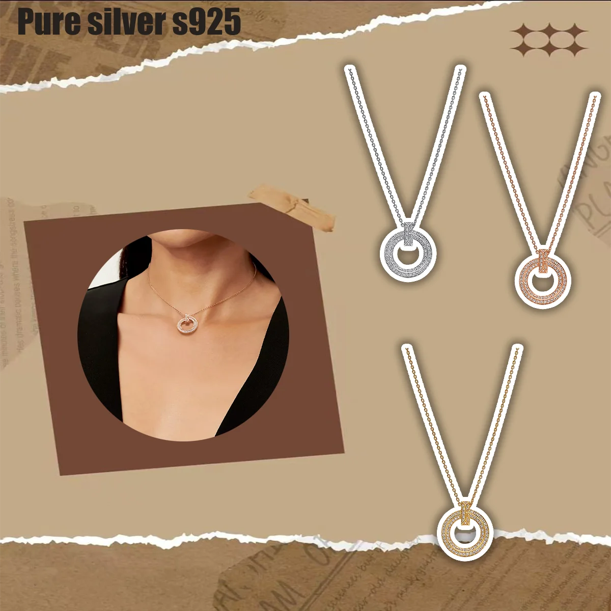 

Pure silver s925 necklace Personalized, fashionable, classic, high-end, versatile necklace, jewelry accessories