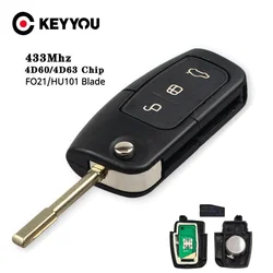 KEYYOU – clé télécommande à molette 4D60 4D63, 80/40 Bit, pour voiture Ford Fusion Focus, Mondeo, Fiesta Galaxy, HU101, FO21, lame de véhicule, à monter soi-même