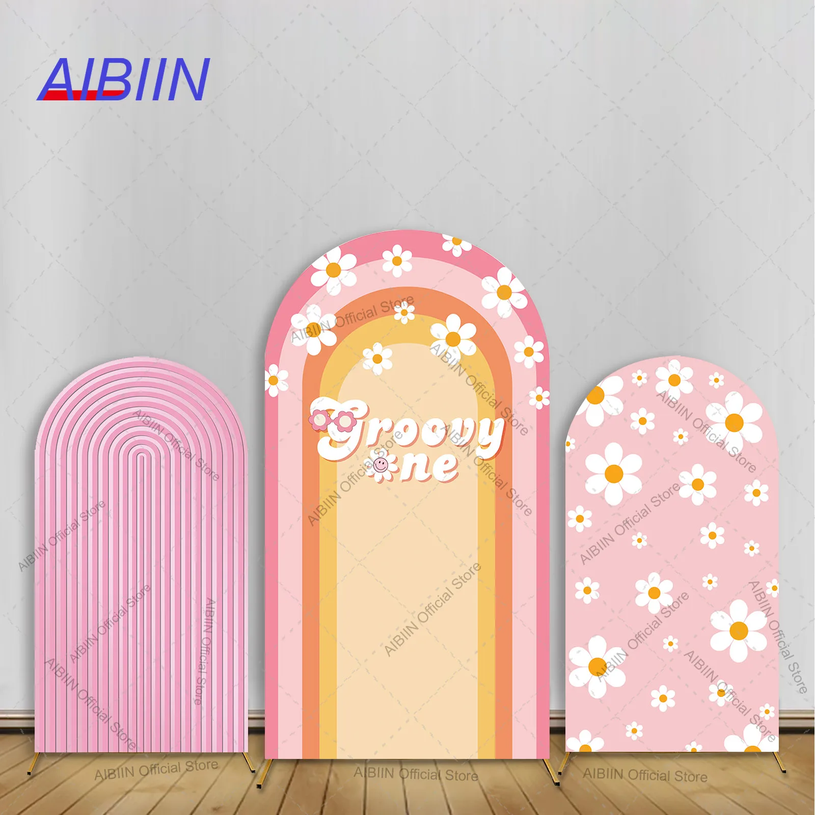 

Дейзи Groovy One День Рождения Арка Фон Обложка Полосатый Цветочный Девушка Baby Shower Торт Вечеринка Декор Портретная Фотография Фон