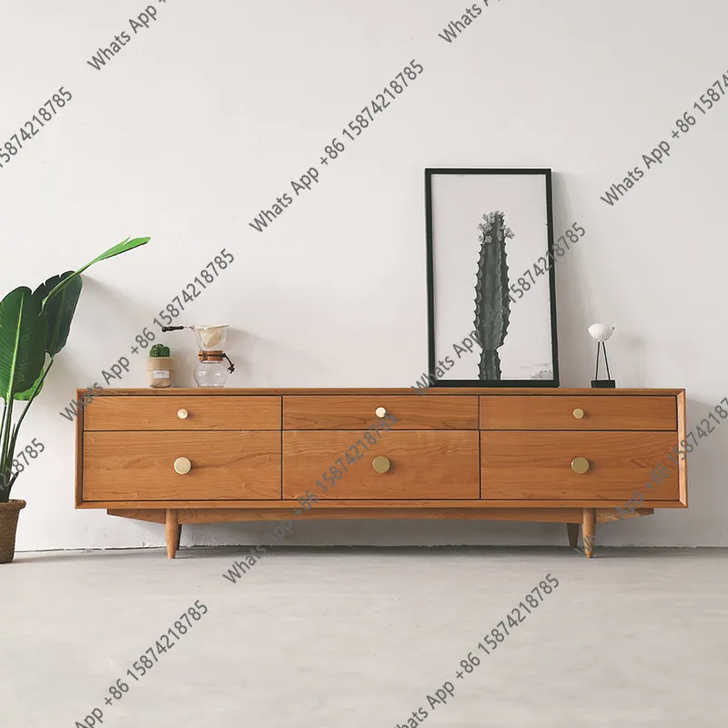 

Nordic TV cabinet small apartment living room Japanese audio-visual cabinet storage simple modern solid wood home