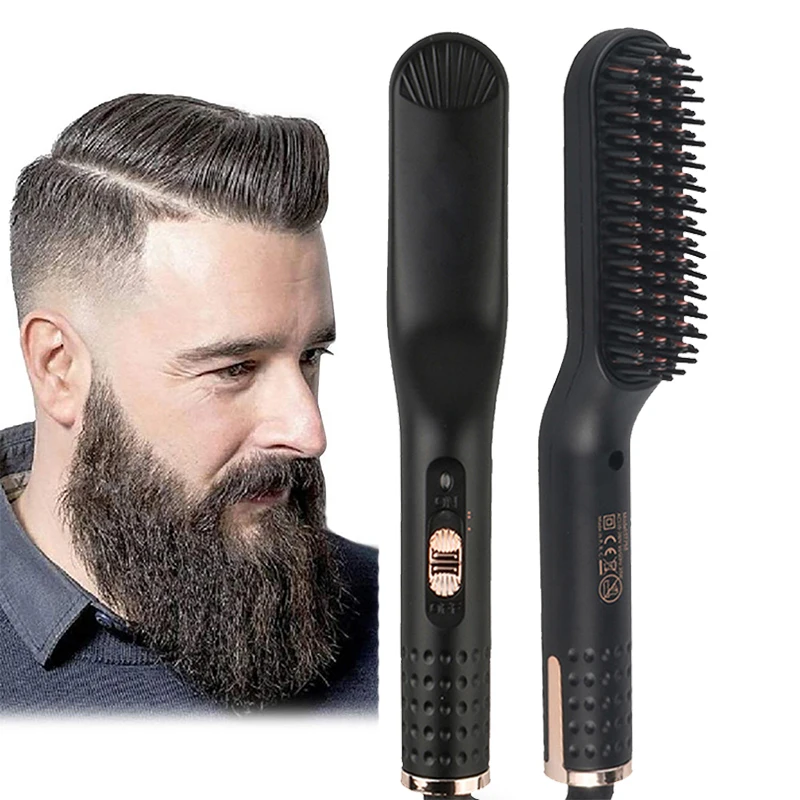 

3 In 1 Hair Straightener Hot Brush Comb Hair Curling Iron All In One Salon Hairdressing Comb Beard Straighter Fast Heating Combs