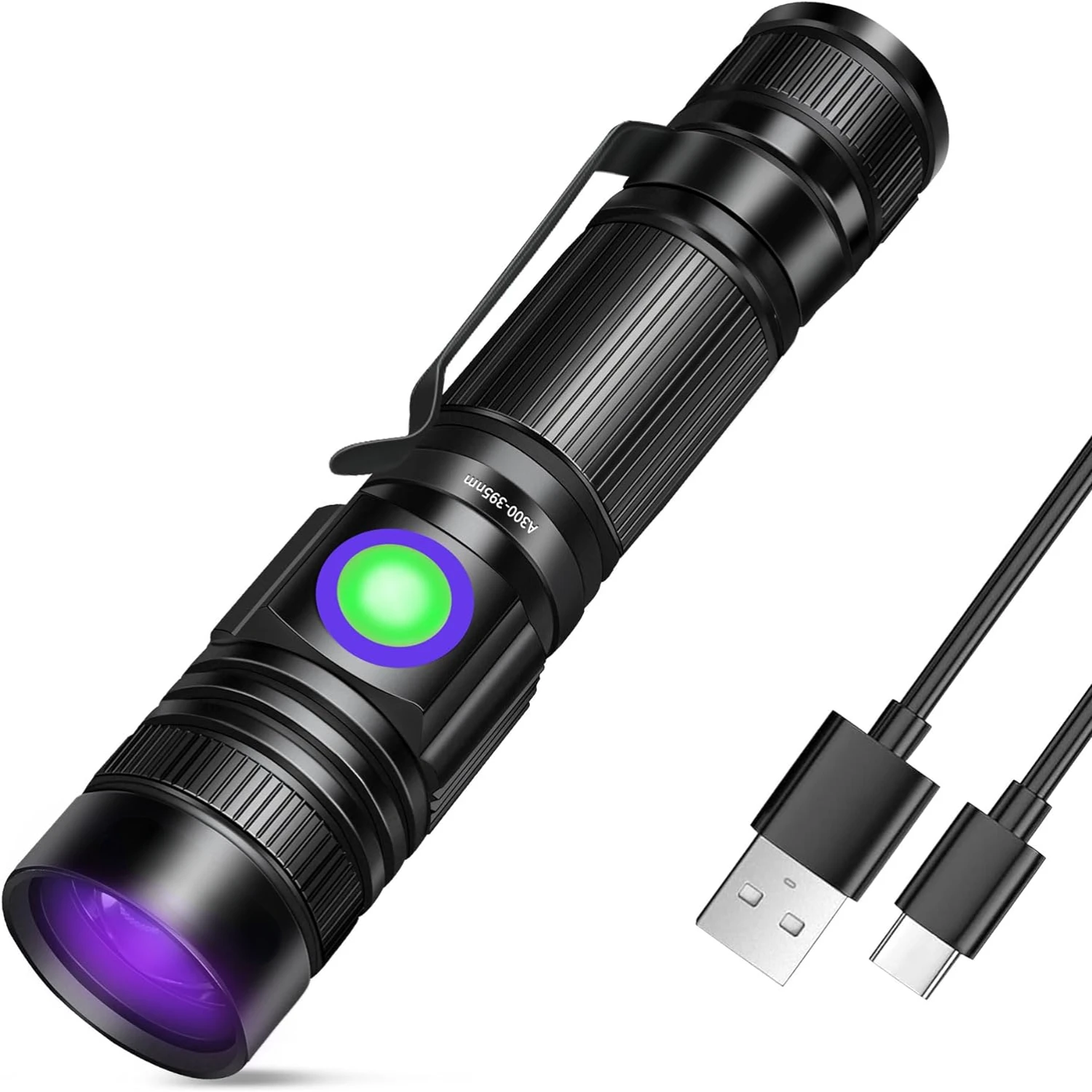 Super Powerful Rechargeable Black Light Flashlight - Mini Ultraviolet LED Blacklight Torch for Stains and Scorpions - UV 395nm L