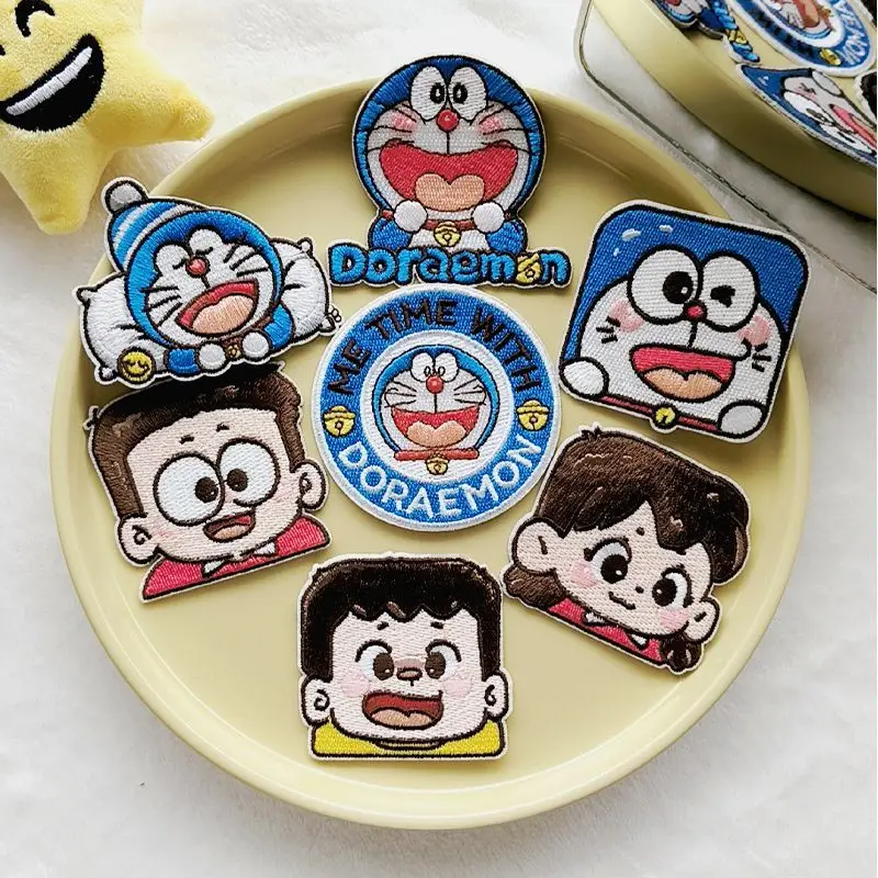 Cartoon Doraemon Embroidered Cloth Patches, Clothing & Bag Decor Stickers Down Jacket Hole Repair Patches