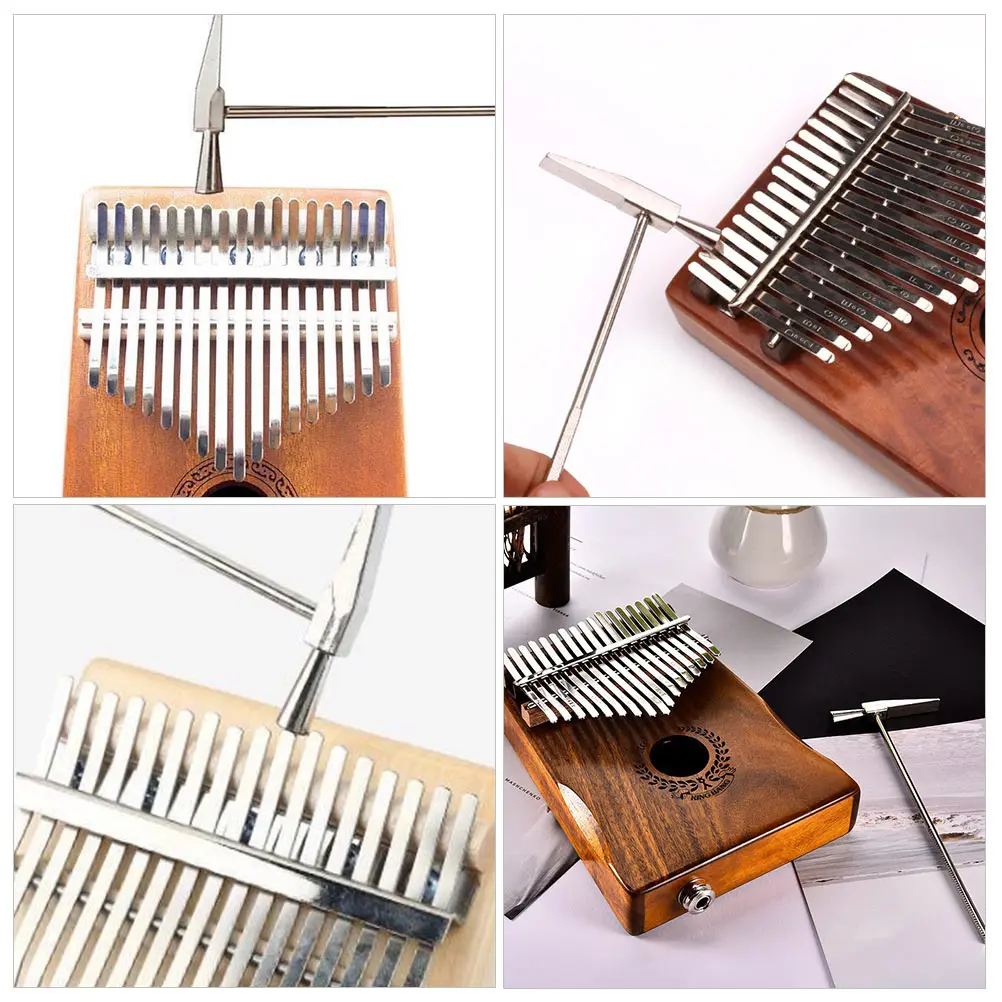

3 pcs Durable Kalimba Tuning Hammer Long Handle Comfortable Non-Slip Portable Thumb Piano Tuning Hammers Iron Material