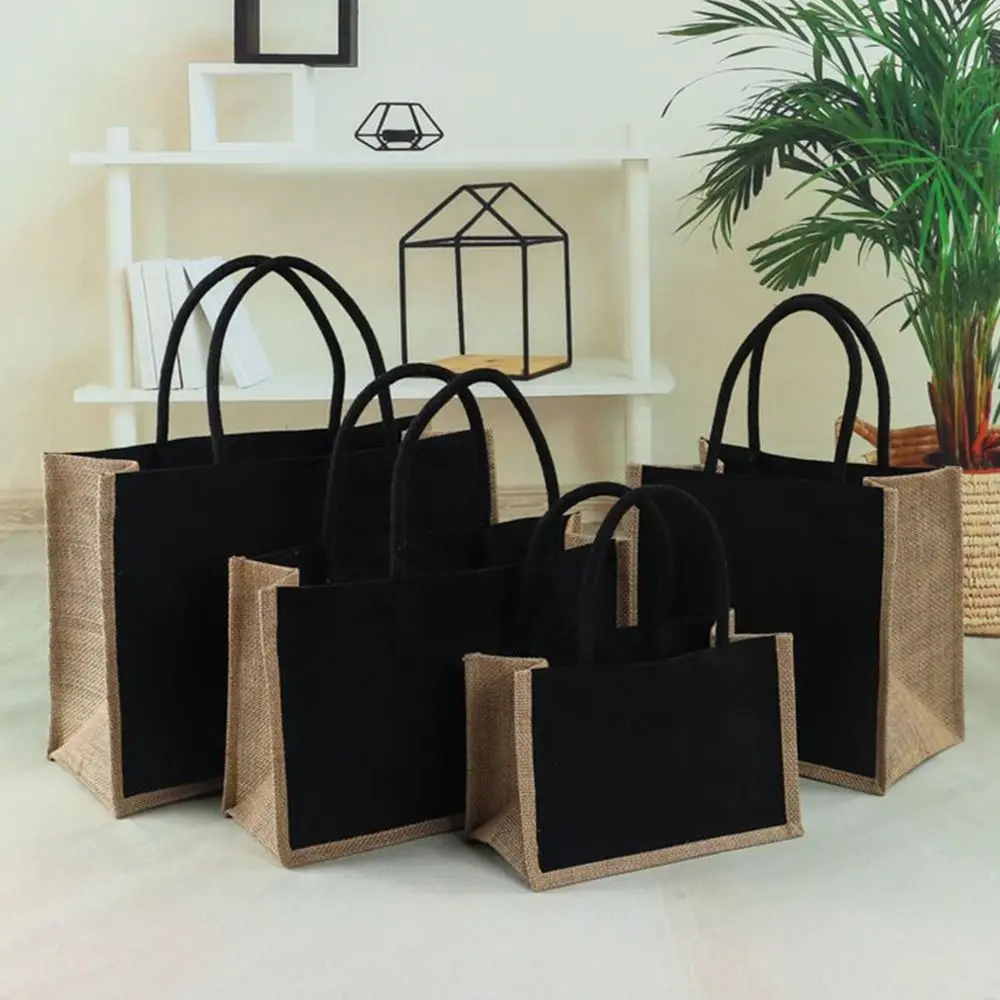 Reusable DIY Hand Drawn Blank Sack Black White Storage Bags Shopping Bag Daily Commutting Foldable Tote Handbag