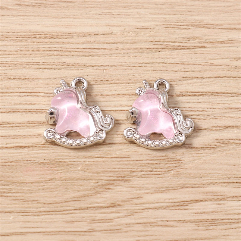 5 Stück 13x14mm Niedliche Kristall-Tier-Anhänger in Form von Pferden für die Schmuckherstellung, Ohrhänger, Halsketten, Armbänder, DIY-Bastelzubehör – Detail 10