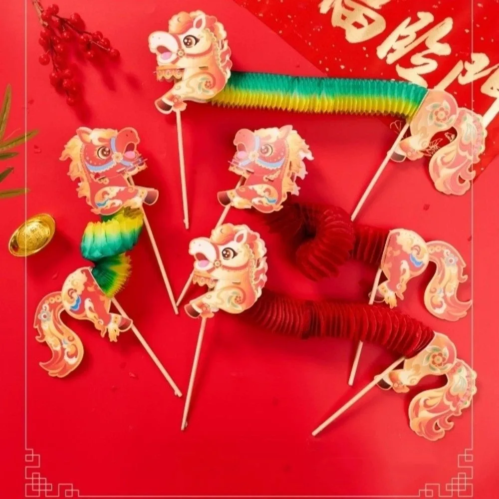 Paper Dragon Dance Props Cartoon Pattern Honeycomb Paper Horse Dance Props DIY Material Set Three-Dimensional Pull Flower