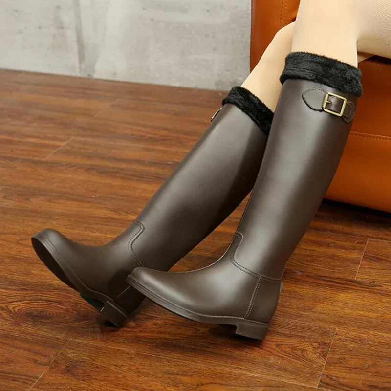 Comemore Fashion Autumn High Long Boots Women\'s Rain Boots Girl Outdoor Rubber Water Shoes for Women Waterproof Garden Galoshes