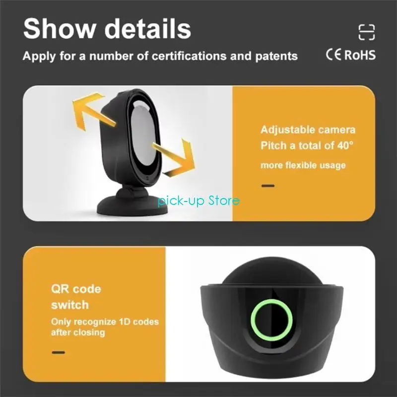 

Q5WA Commercial 1 D 2D QR Codes Scanner Auto Sensings Mode 1.3meter USB Cable ABS Housing For Window System Device Usages