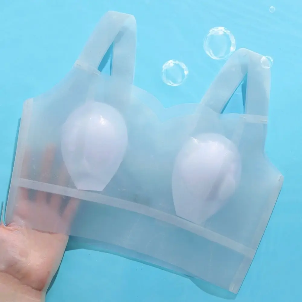 Einfacher, ultradünner, kabelloser, tiefer V-BH, große Körbchen, geraffte Brüste, nahtloser BH für Frauen, Eisseide, Dessous, Push-Up-BHs, Geschenke