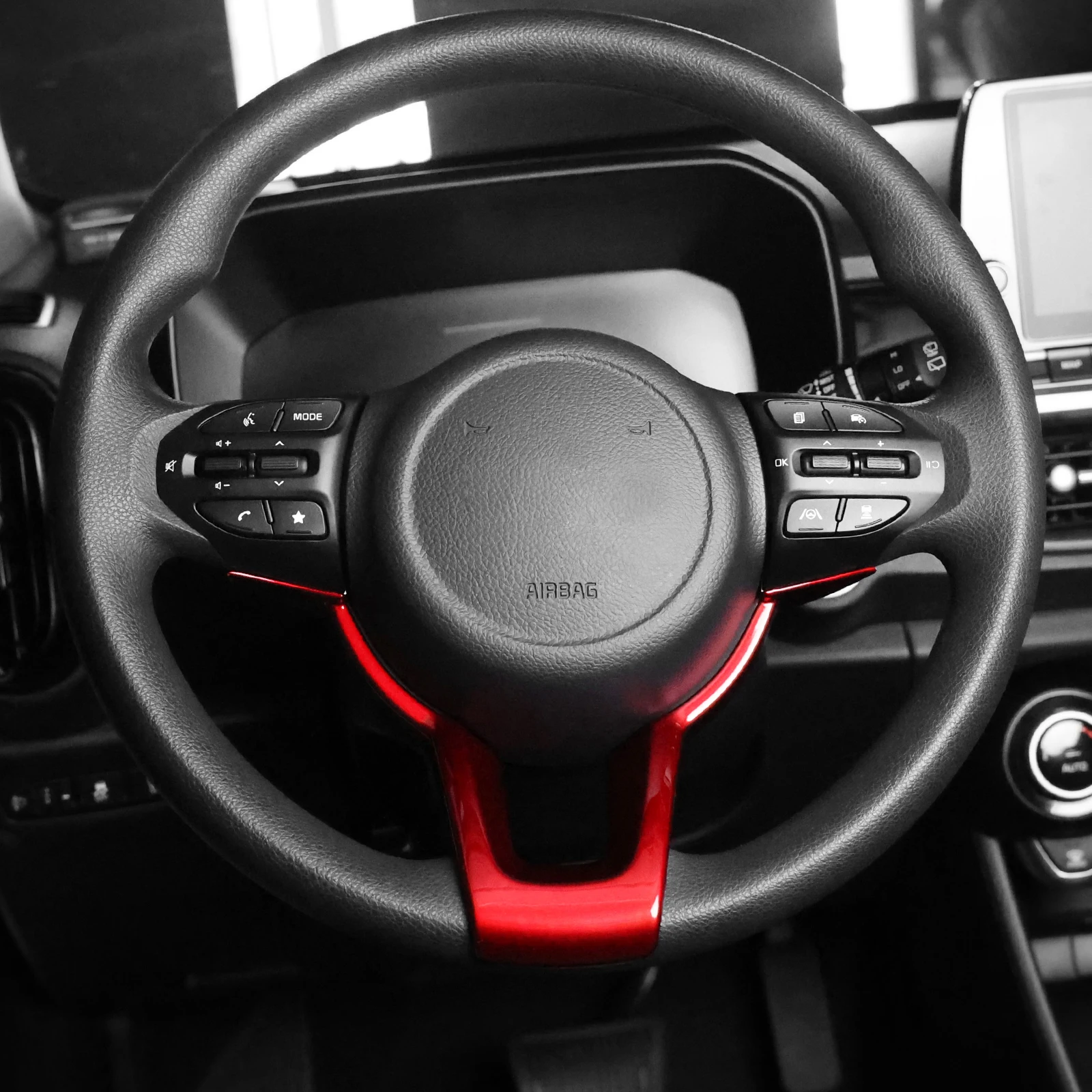 إطار غطاء أزرار عجلة قيادة السيارة ، اكسسوارات التصميم الداخلي للسيارات ، كيا مورنينغ 2020 2021 2022 2023