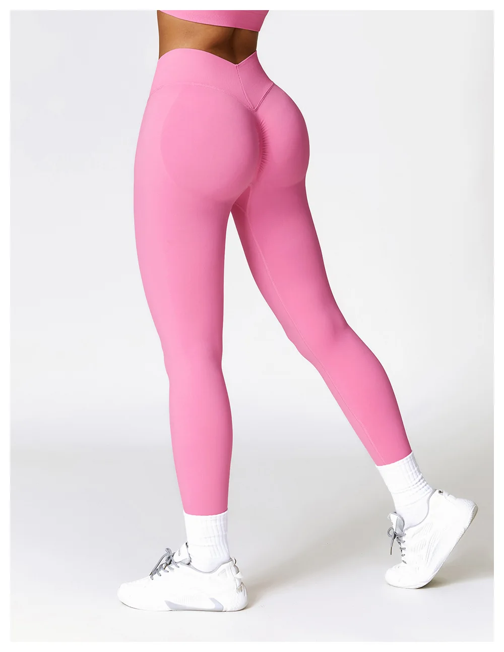Damen-Sport-Leggings mit V-Rücken, sportlich, Fitness, Fitnessstudio, Yoga, Strumpfhosen, Scrunch-Kontrolle, Lauftraining, Workout, Leggins – Detail 7